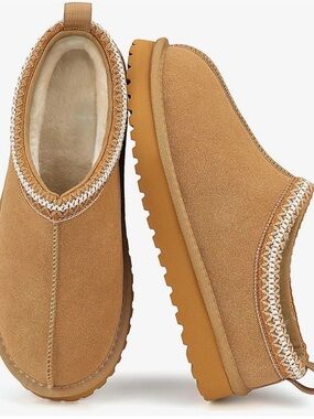 Mishansha Women's Slip-On Suede Clogs in Tan